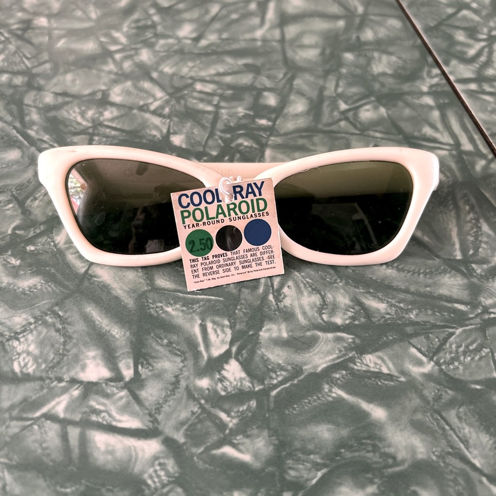 Polaroid Cream Cat-Eye Sunglasses, vintage new with tags